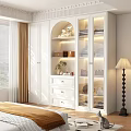 White Modern Wardrobe with Open Shelves Drawers Glass Doors and Storage