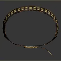 Fashionable Brown Leather Bracelet With Gold Buckle And Decorative Circular Square Patterns