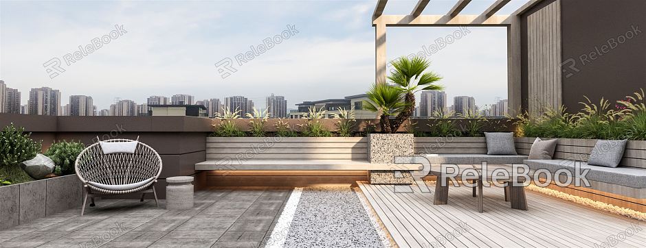 Modern Garden Roof Garden Leisure Terrace Garden Balcony Terrace Leisure Garden Terrace Landscape Sky Garden Roof Courtyard model