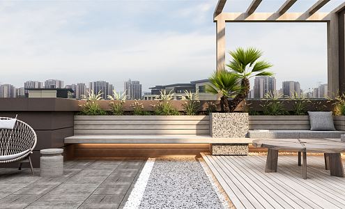 Modern Garden Roof Garden Leisure Terrace Garden Balcony Terrace Leisure Garden Terrace Landscape Sky Garden Roof Courtyard 3d model