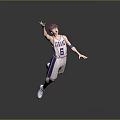 GISANG Number 6 Anime Collectible Figure In Purple White Jersey Jumping Pose With Outstretched Hand