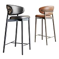 Modern Bar Stools With Leather Seats Black And Brown Metal Legs Design