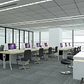 Modern Office Interior Design With Workstations Meeting Room And Reception Area 3d model