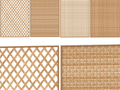 Various Wooden Lattice And Woven Room Dividers For Home Interior Decor 3d model