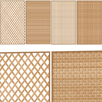 Various Wooden Lattice And Woven Room Dividers For Home Interior Decor 3d model