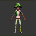 Animated Man Wearing Green Hat Green Vest White Top Light Green Pants And Yellow Boots