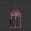 Pink Toned Dome Structure With Cross Top Spiral Columns And Arched Design Features