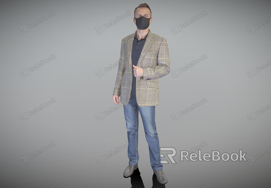 Casual suit men wearing masks men model