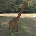 Large Reptile Dinosaur With Long Neck In Natural Forest Grassland Habitat
