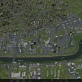 Aerial Planning for Urban City with River Buildings and Road Networks
