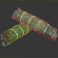 Wood And Stone Bundled In Green Net Rolls As Natural Construction Materials