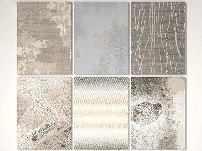 Modern Square Rugs With Various Patterns And Neutral Beige Gray Textures 3d model