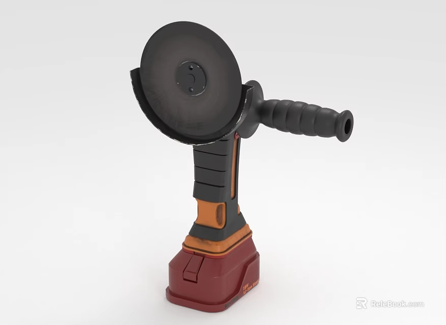 Handheld Power Tool With Black Grinding Disc And Red Battery Base 3d model 