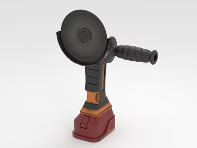 Handheld Power Tool With Black Grinding Disc And Red Battery Base 3d model