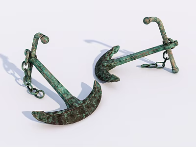 Old bronze anchor 3d model Old bronze anchor 3d model