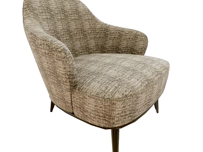 Modern Fabric Upholstered Accent Chair With Curved Armrest And Tapered Wooden Legs 3d model