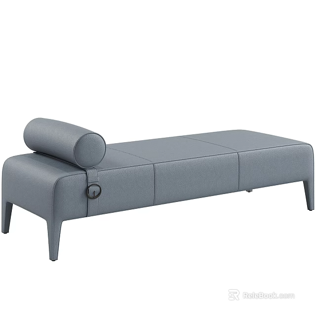 Modern Gray Chaise Lounge With Roll Cushion And Comfortable Soft Padding 3d model