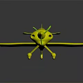 Small Airliner Model with White Body Yellow Blue Stripes FSA Lettering Propeller Wings and Tail