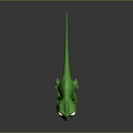 Cute Green Cartoon Chameleon Character With Big Eyes And 3D Model Design