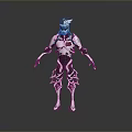 Futuristic Mech Warrior Character With White Black Pink Armor And Sharp Glowing Accents