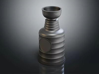 Metallic Decorative Vase With Layered Ring Patterns And Smooth Reflective Surface 3d model