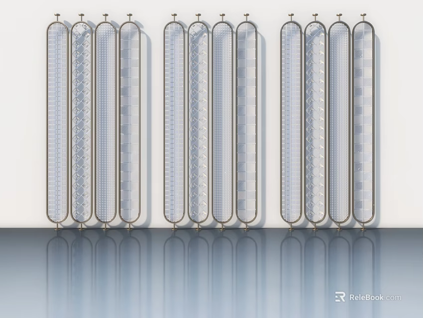 Modern Swing Doors With Glass Panels And Metal Frames In Clean Design 3d model 