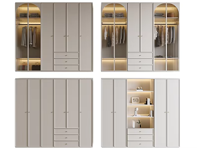 Modern Functional Wardrobe Design With Sliding Doors Drawers Hanging Space And LED Lights 3d model