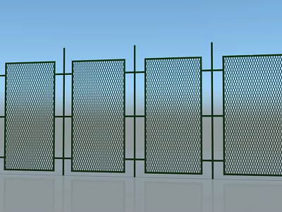 Green Mesh Fence With Metal Frame For Outdoor Safety And Decoration 3d model