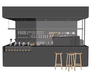 Modern Bar Operating Table Wine Bottle Wine Rack Combination Bar Counter Bar Stool Dining Table and Chair Combination Wine Bottle Wine Glass Combination 3d model