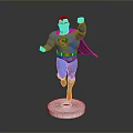 Superman 3D Model Figure In Blue Red Costume On White Base