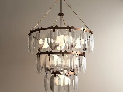 Elegant Crystal Chandelier With Layered Transparent Crystals And Warm Light 3d model