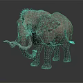 Realistic Gray Elephant With Long Trunk And Tusks Standing On Light Background 3d model