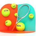 Orange Blue Themed Photo Spot Featuring EOS Tennis Balls And Racket