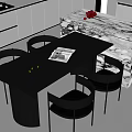 Modern Island Table and Chair Table for Four 3d model