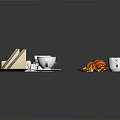 Assorted Delicious Breakfast Food With Toast Sandwiches Fried Eggs Fruit Platter Salad Coffee And Tea