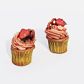Delicious Homemade Cupcakes With Pink Frosting And Fresh Strawberry Toppings