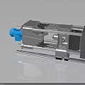 Industrial Mechanical Equipment With Silver Metal Structure Cylindrical Parts And Blue Drive Components