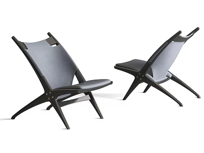 Minimalist Modern Leisure Chairs With Black Frame And Leather Seats 3d model