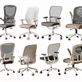Ergonomic Office Chairs With Mesh Backrests Armrests Various Styles And Rolling Wheels