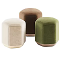 Hexagonal Velvet Sofa Stools in Beige Brown Green with Wooden Base