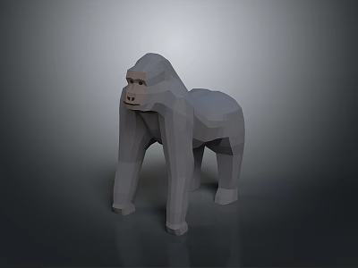 Low Poly 3D Gorilla Character Model With Gray Background And Smooth Surface 3d model
