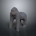 Low Poly 3D Gorilla Character Model With Gray Background And Smooth Surface 3d model