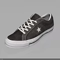Gray Suede Casual Shoes With White Laces White Sole And Star Logo Design