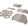 Ornamental Architectural Components With Wavy Layered Panels And Geometric Cutout Designs