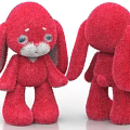 Cute Red Plush Rabbit Doll With Long Ears White Face And Blue Eyes