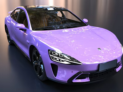 Purple Sports Car With Modern Sleek Body And LED Headlights Design 3d model