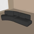 Gray Velvet Curved Two Seater Sofa In Bright Living Room With Window And Blinds
