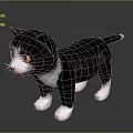 Cute Black and White Kitten With Yellow Eyes Standing On Gray Background