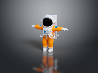 Game Movie Character Astronaut In White Helmet And Orange Spacesuit Arms Outstretched 3d model