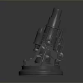3D Rendered Silver Weapon Model With Cannonball And Mechanical Structure Base